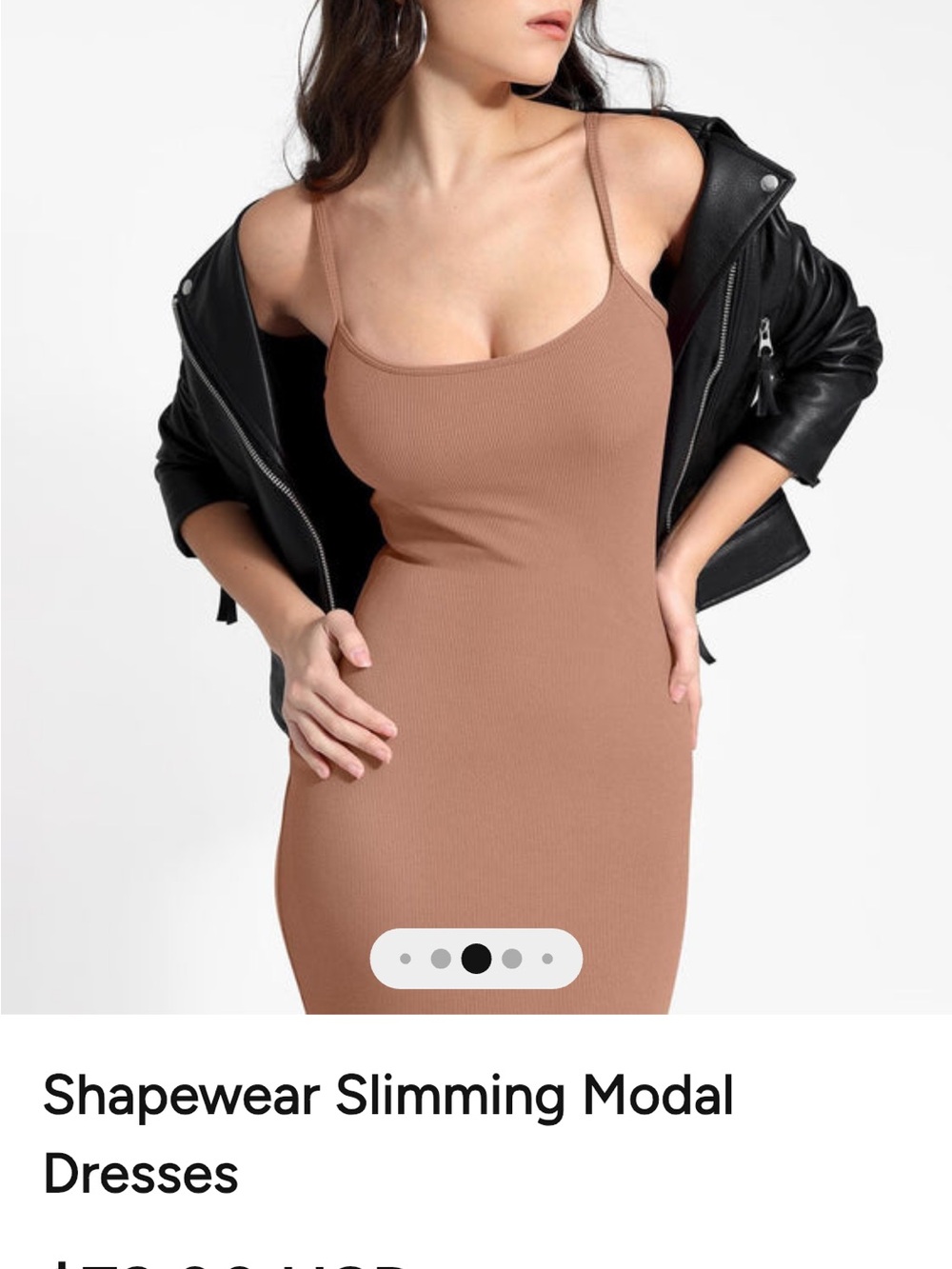 Popilush Ladies' Slim Fit Modal Slip Dress - Brown